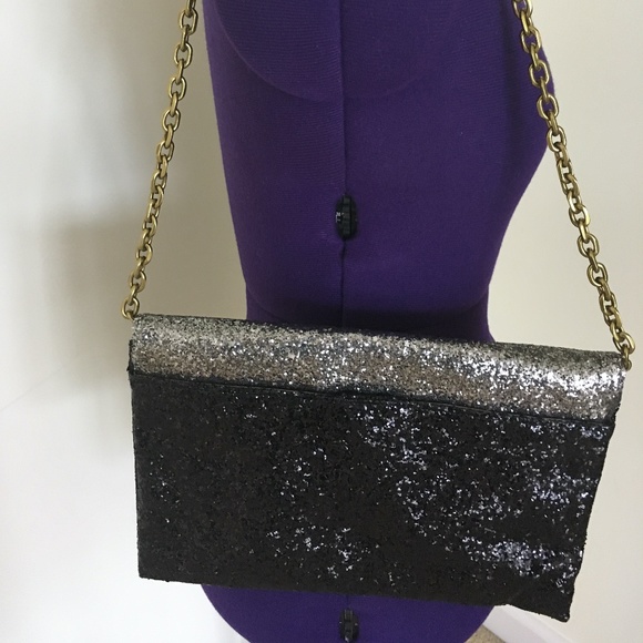 J. Crew Glitter Black Silver Purse Clutch Brand New - Picture 3 of 10
